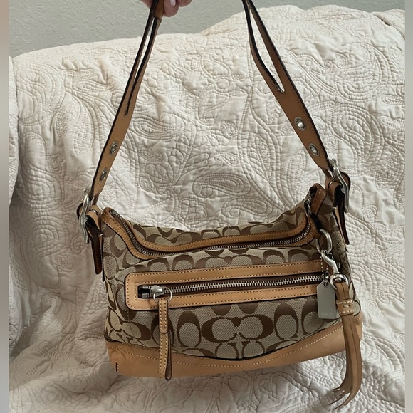 Coach Handbags - Coach Brown and Tan Signature C Demi Shoulder Bag
